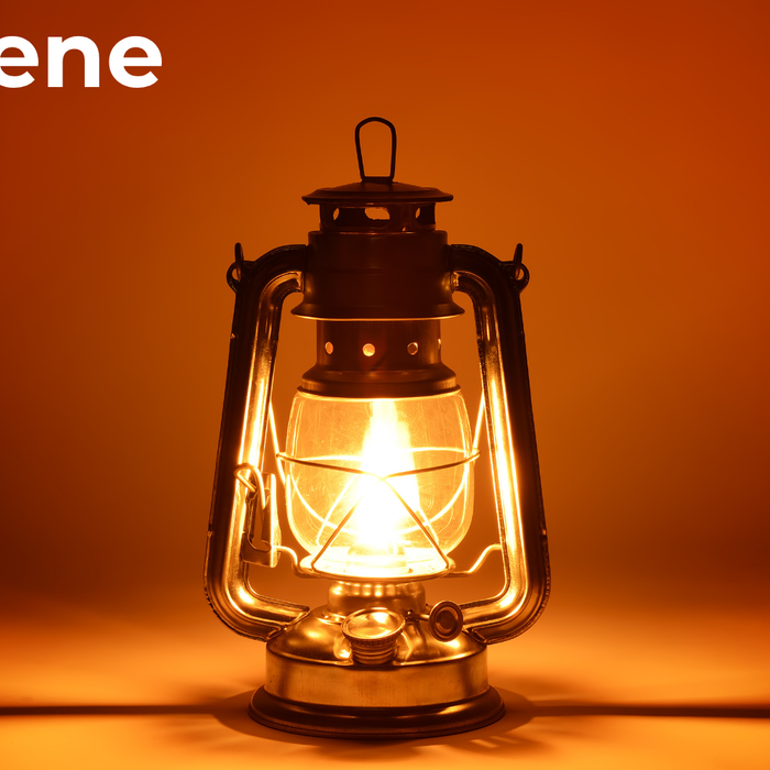 Kerosene lamp are dangerous on a flat background