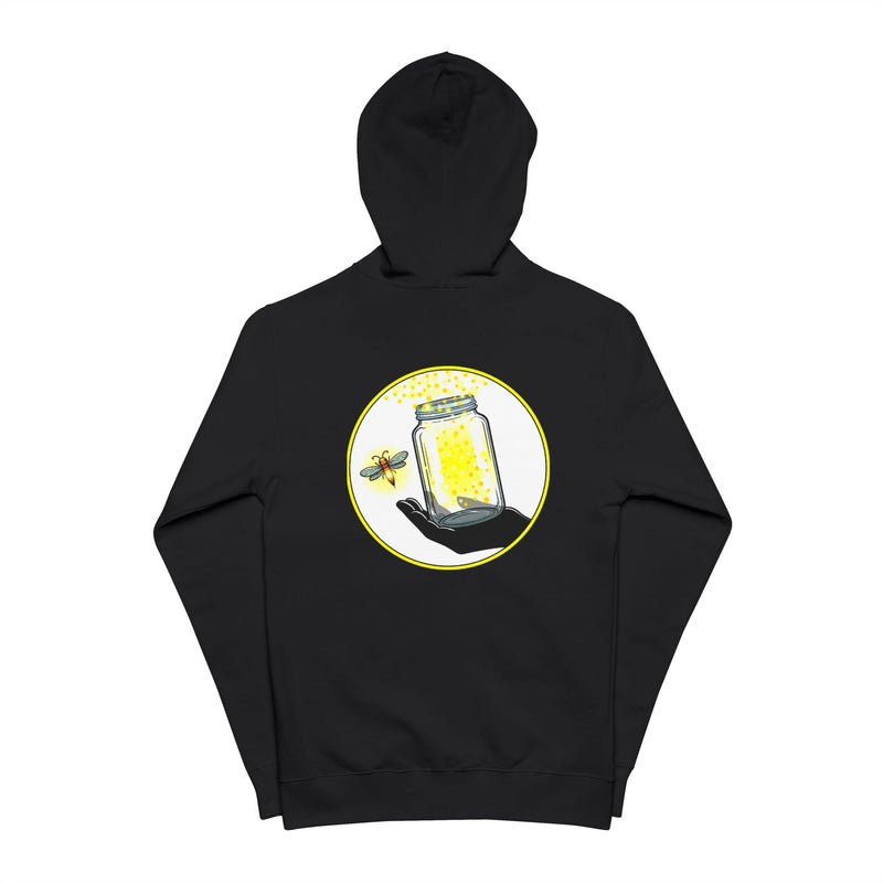 Size chart for the black zip hoodie