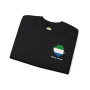 black crewneck sweatshirt shown flat, back view