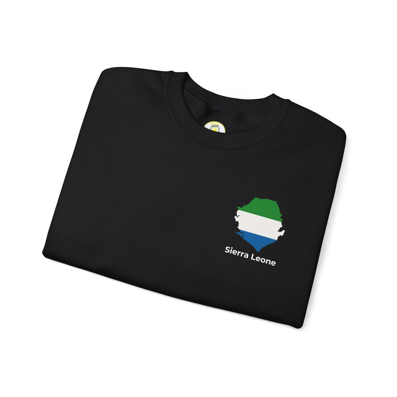 black crewneck sweatshirt shown flat, back view