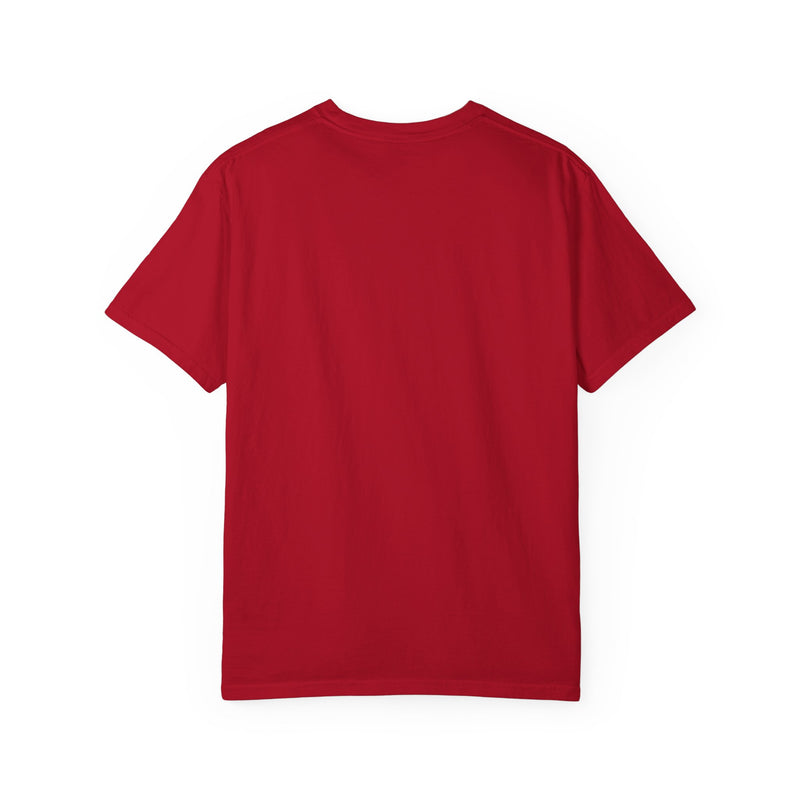 Size chart for the garment dyed t-shirt