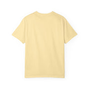 garment dyed t-shirt shown flat, front view featuring The Light Providers logo and firefly jar graphic in white on the chest