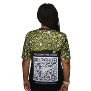 Model shown looking to the side, wearing a sports jersey featuring a scattered firefly light pattern with The Light Provid...