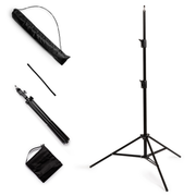 FlexiTripod for Brilliant Wireless Lights - carrying bag, flexible cable, tripod open, tripod closed, weighted bag