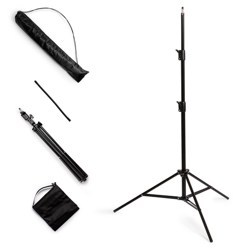 FlexiTripod for Brilliant Wireless Lights - carrying bag, flexible cable, tripod open, tripod closed, weighted bag