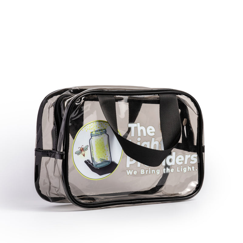 Clear Utility Travel Bag - empty with handle straps down