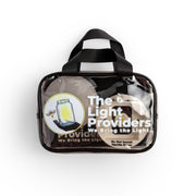 Clear Utility Travel Bag filled with a wireless LED light & mount