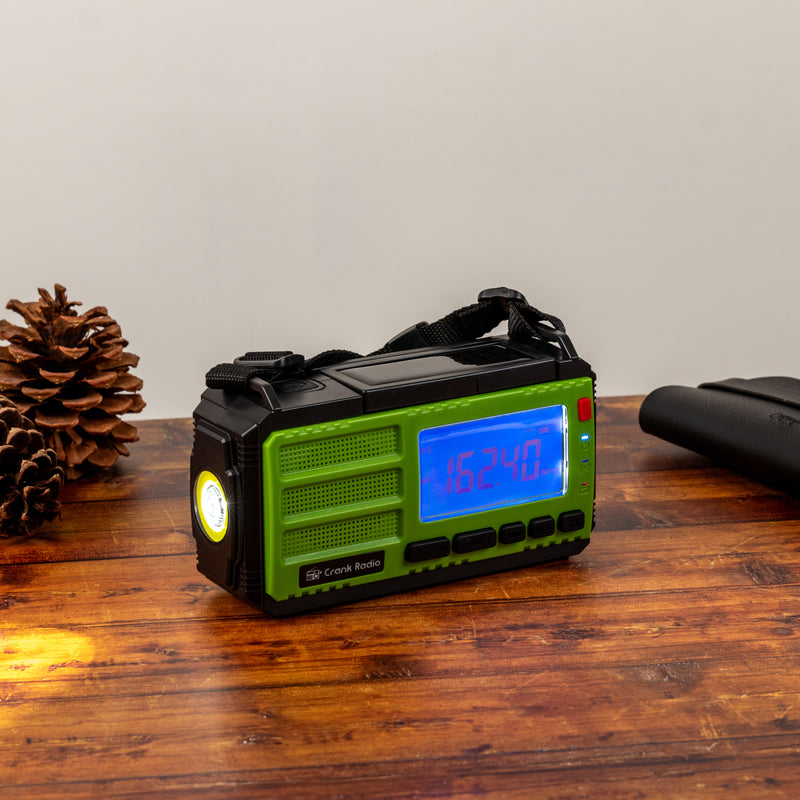 Survival Pro Emergency Radio - in use on a table