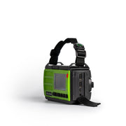 Survival Pro Emergency Radio - with handle up showing USB connection outlets
