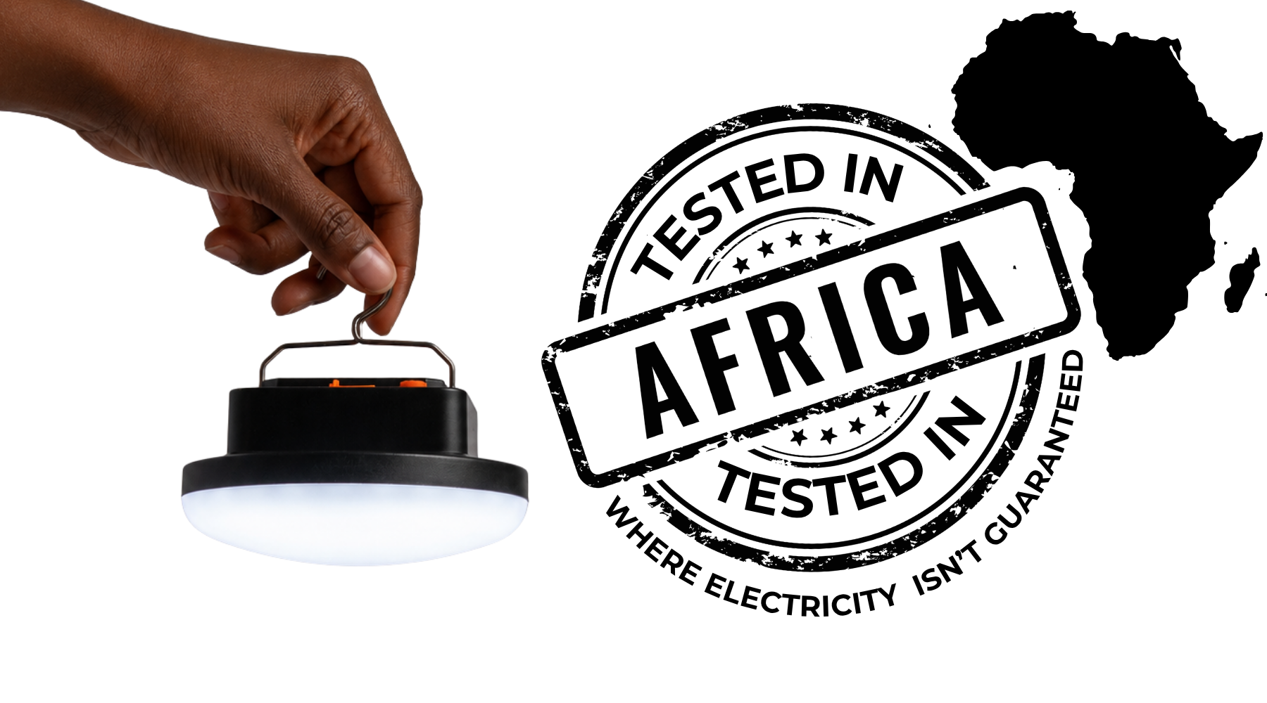Tested in Africa, hand holding the Brilliant Wireless Light