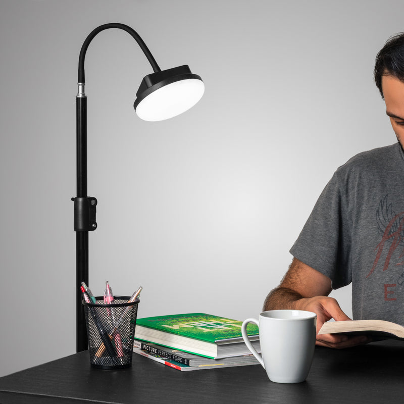 Wireless light and Flexible Tripod in use over a person at a desk
