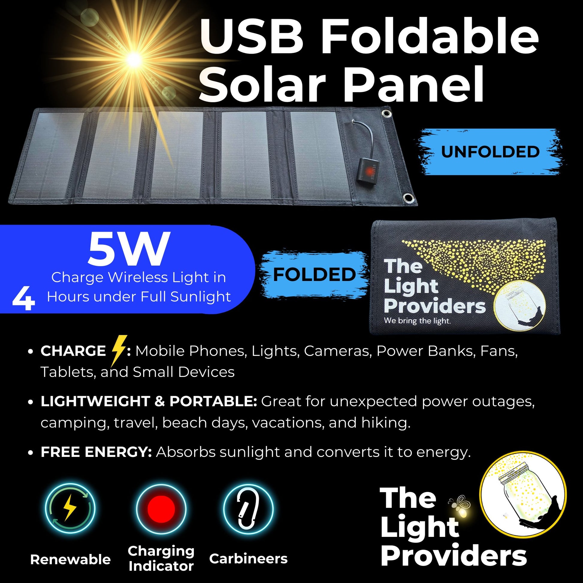 Portable Solar Panel | Foldable | Charger - The Light Providers